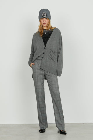 Cardigan SALAMINA manica lunga scollo v con bottoni più tasca più spacchi fondo asimmetrico