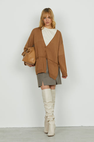 Cardigan MILOS lungo manica lunga con tasche più strass più rotture