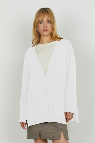 Cardigan MILOS lungo manica lunga con tasche più strass più rotture