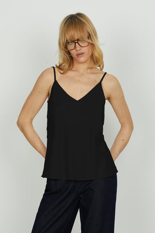 Top EXIGO raso con inserti pizzo