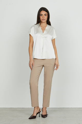 Blusa INIQUII mezza manica aletta scollo v con piega