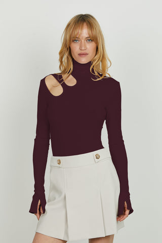 Body OPENER_B manica lunga con spacchetto con collo alto più oblo' spalla