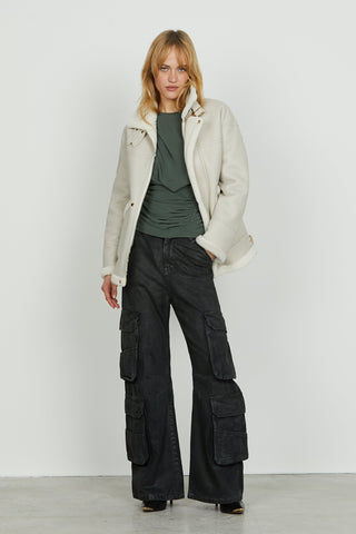 Blusa MERAM manica lunga con pieghe più goccia schiena