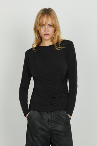 Blusa MERAM manica lunga con pieghe più goccia schiena