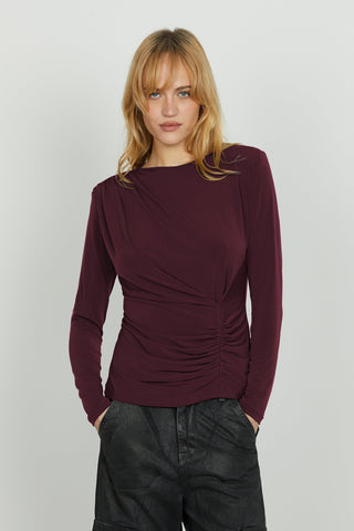 Blusa MERAM manica lunga con pieghe più goccia schiena