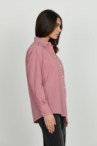 Camicia ASTERIAS manica lunga con tasca più strass righe