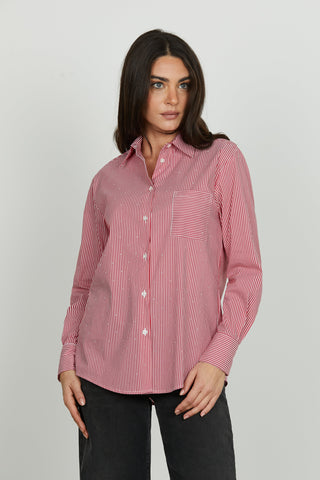 Camicia ASTERIAS manica lunga con tasca più strass righe