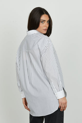 Camicia AFROGI manica lunga con pietre strass righe