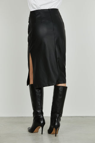 Longuette PARAVI vita alta con pieghe più spacco ecopelle