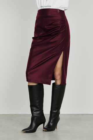 Longuette PARAVI vita alta con pieghe più spacco ecopelle