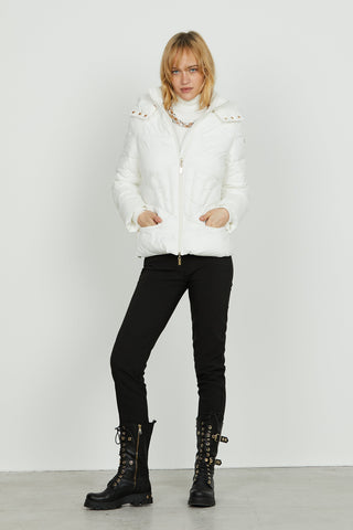 Piumino BAINT manica lunga con polsi costina più cappuccio stacc. Più zip più ts effet. Glitter