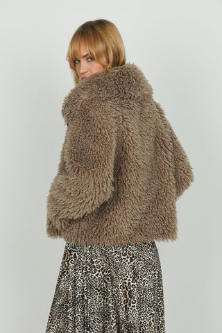 Pelliccia LOCIM eco manica lunga con inserti ecopelle più zip