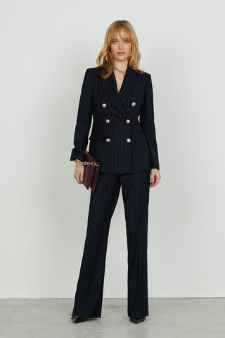 Giacca FUGAM lunga manica lunga doppio petto con patte gessato