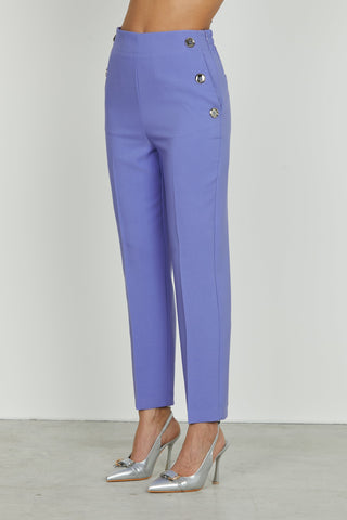 Panta PUENSUM vita alta con elastico più tasche francesi più filetto più bottoni