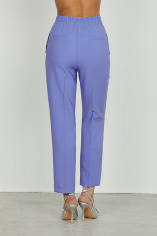 Panta PUENSUM vita alta con elastico più tasche francesi più filetto più bottoni