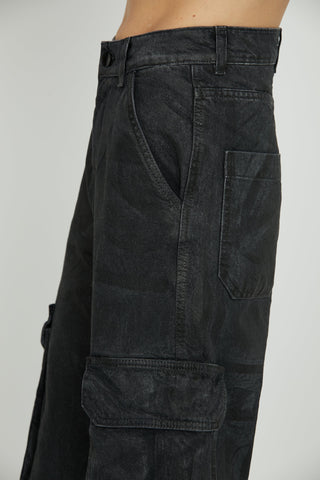 Panta POCKET_30 v.alta 5 ts più tasconi wild leg fit denim black più laminatura