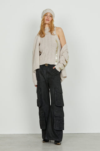 Panta POCKET_30 v.alta 5 ts più tasconi wild leg fit denim black più laminatura