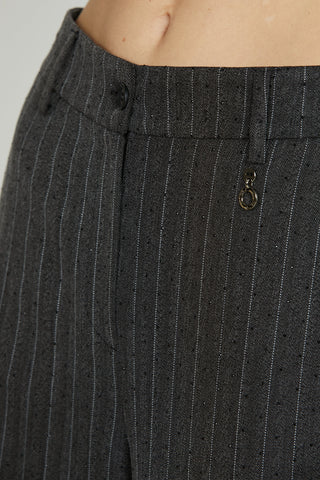 Panta PREZIOSAM vita alta con ts francesi più filetto palazzo gessato più borchie