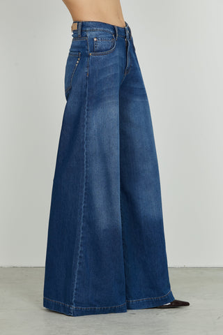 Panta LINDA_221 vita media 5 tasche super wild fit denim blue