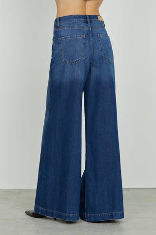 Panta LINDA_221 vita media 5 tasche super wild fit denim blue