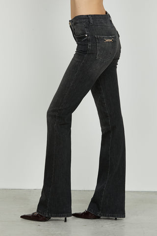 Panta SCHIFFER_31 vita media 5 ts con micro rotture flaire fit denim black