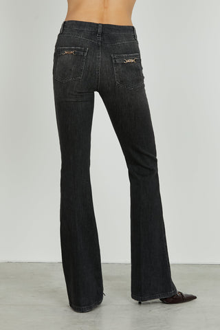 Panta SCHIFFER_31 vita media 5 ts con micro rotture flaire fit denim black