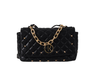 Borsa IQOSA con tracolla più manico catena con trapunta più logo più borchie ecopelle