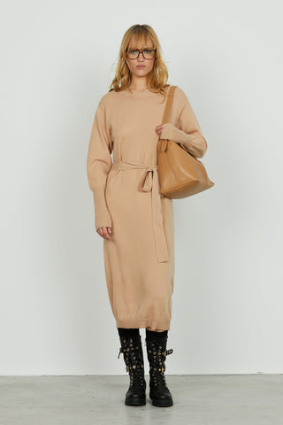 Abito HARPEN manica lunga midi con cintura