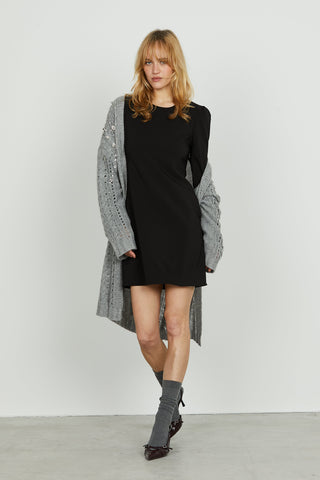 Abito ESSE corto manica lunga con arricci più apertura schiena