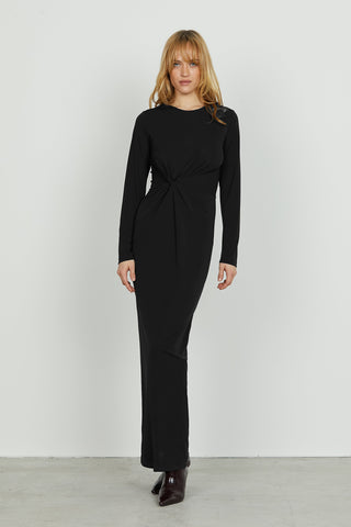 Abito ACTUM lungo manica lunga con nodo vita più spacco fondo