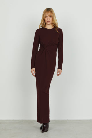 Abito ACTUM lungo manica lunga con nodo vita più spacco fondo