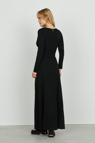 Abito REFERS lungo manica lunga scollo v con gioiello più cintura