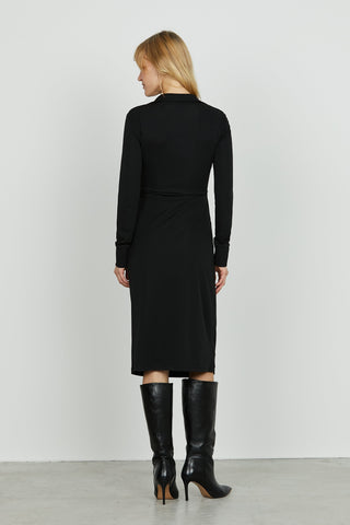 Abito INCIDIT midi manica lunga scollo incrocio con fibbia alamaro