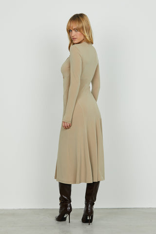 Abito PARVUS midi manica lunga con nodo più goccia seno