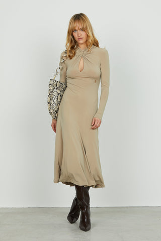 Abito PARVUS midi manica lunga con nodo più goccia seno