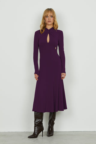 Abito PARVUS midi manica lunga con nodo più goccia seno