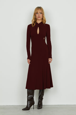 Abito PARVUS midi manica lunga con nodo più goccia seno