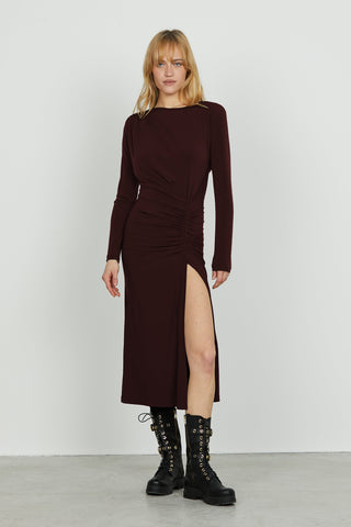 Abito PATREM midi manica lunga con pieghe più spacco più goccia schiena