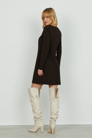 Abito TEMPOR corto manica lunga con specchetto scollo goccia con bottoni più catene