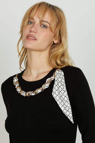 Abito BERENICE corto manica lunga con zip più collana con foulard