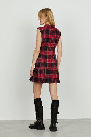 Abito ISIDORIS corto s/m con dett.spallina con coll. Più zip più gonna con pieghe q.dr