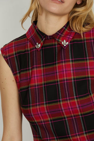 Abito ISIDORIS corto s/m con dett.spallina con coll. Più zip più gonna con pieghe q.dr