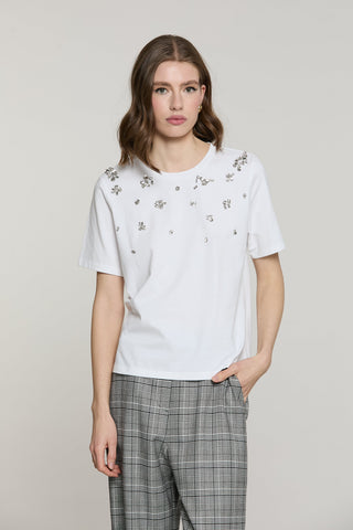 T-shirt DOODY mezza manica con castoni più strass