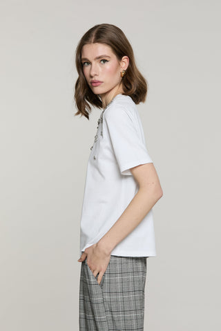 T-shirt DOODY mezza manica con castoni più strass
