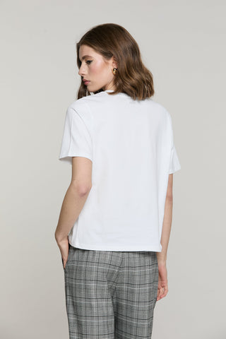 T-shirt DOODY mezza manica con castoni più strass