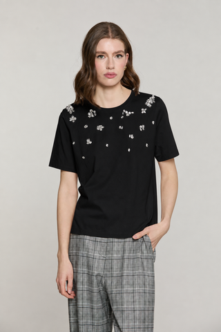 T-shirt DOODY mezza manica con castoni più strass