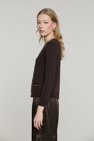 Cardigan CHAINSY manica 7/8 con patte più profili catena