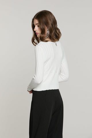 Cardigan MARISET manica lunga scollo madonna con strass più bott.crysta più cintura