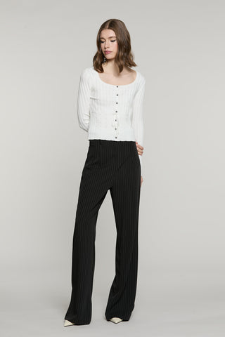 Cardigan MARISET manica lunga scollo madonna con strass più bott.crysta più cintura