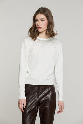 Maglia AVETRAZ manica lunga girocollo con strass